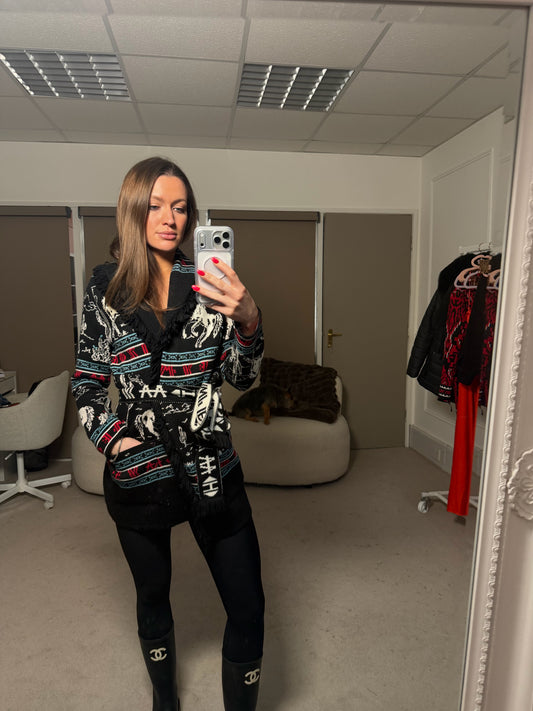 Black Merino Wool Cardigan XS