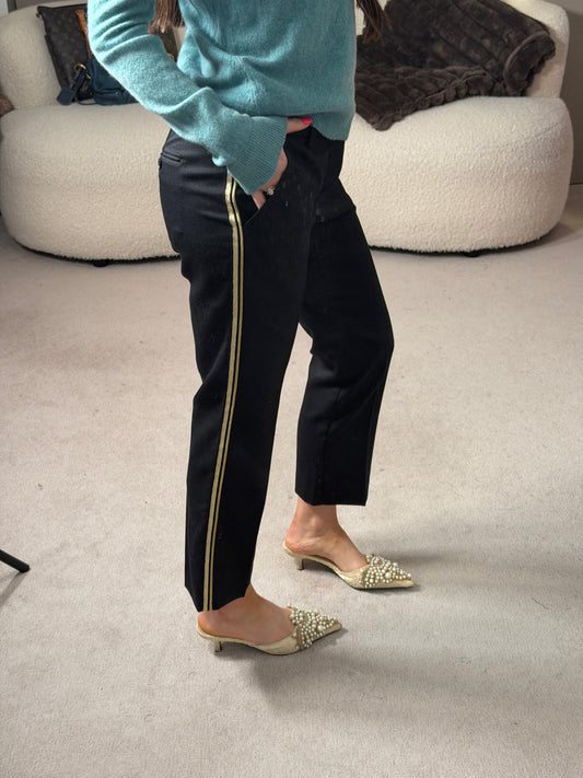 Black Trousers Gold Trim UK10