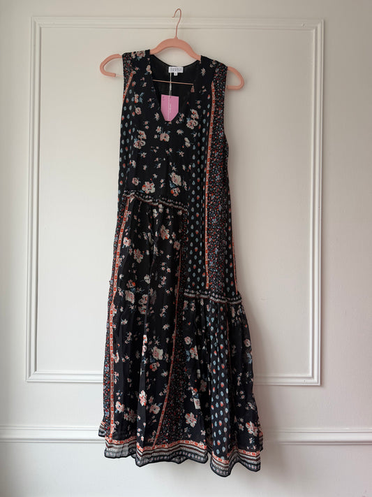 Black Floral Dress UK8 Very Good