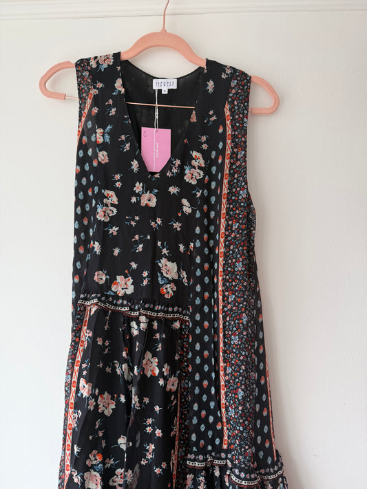 Black Floral Dress UK8 Very Good