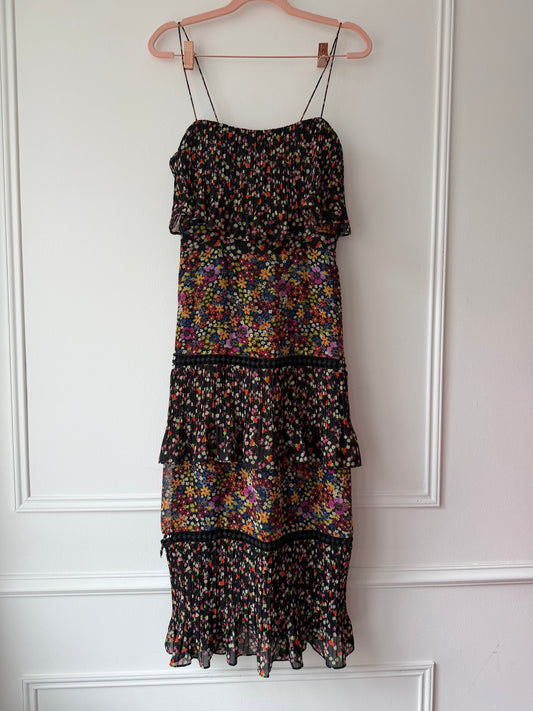 Black Floral Dress UK10 Very Good