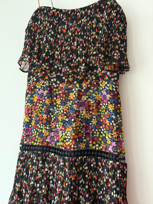 Black Floral Dress UK10 Very Good