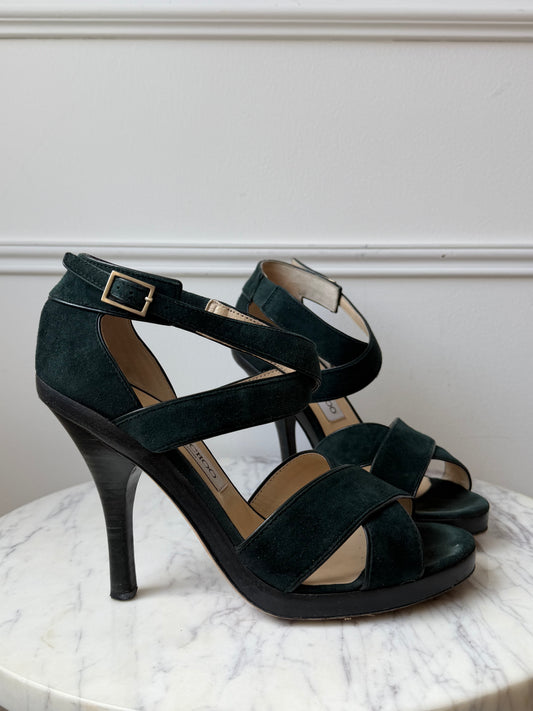 Teal Suede Heels Size 39