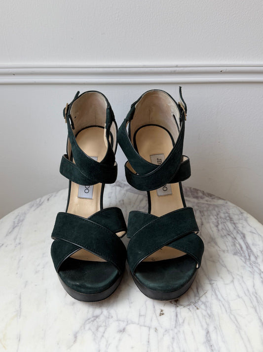 Teal Suede Heels Size 39