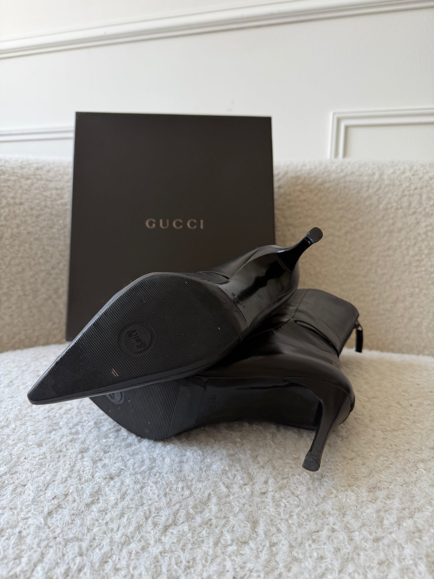 Black Leather Boots 37 Good