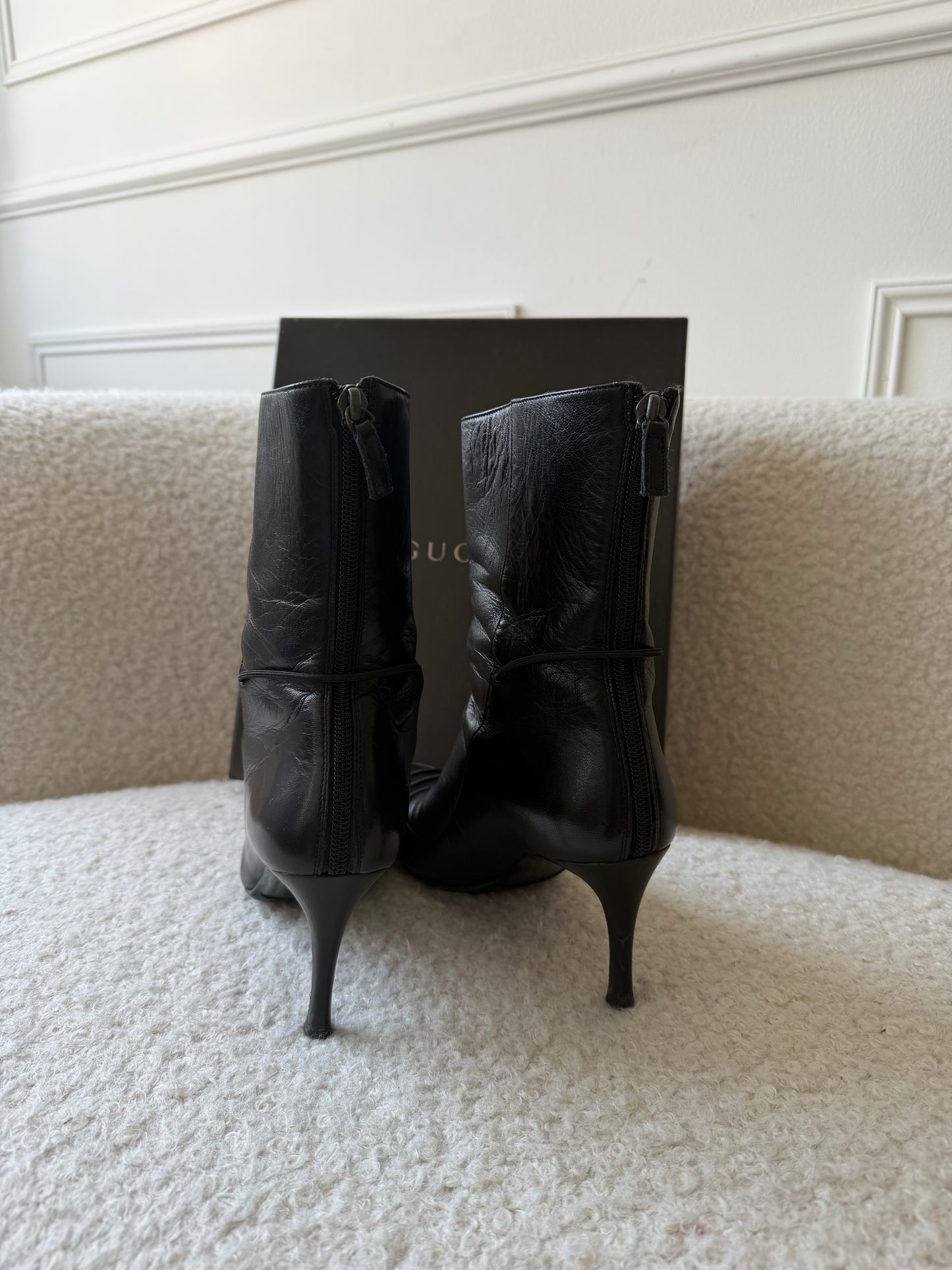 Black Leather Boots 37 Good