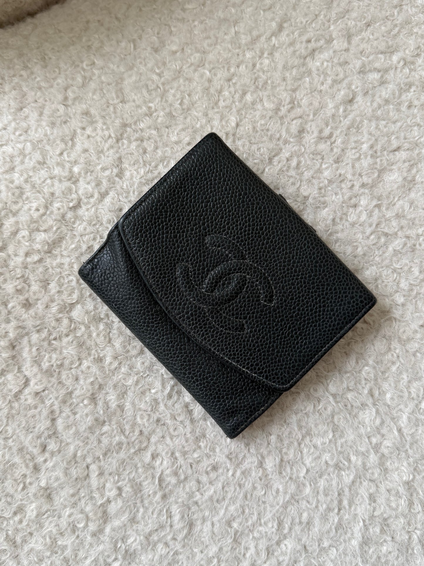 Vintage Black Caviar Square Wallet