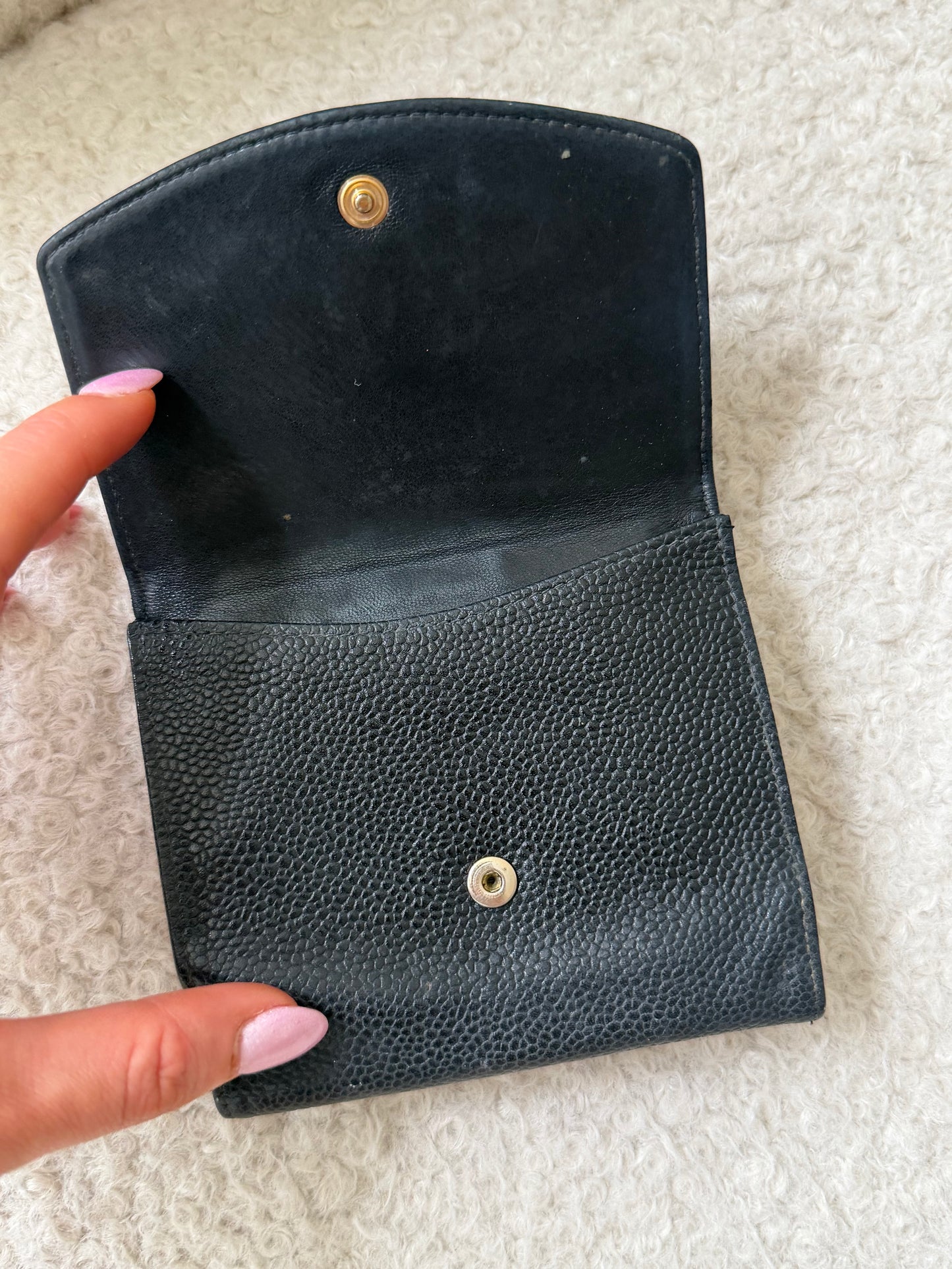 Vintage Black Caviar Square Wallet