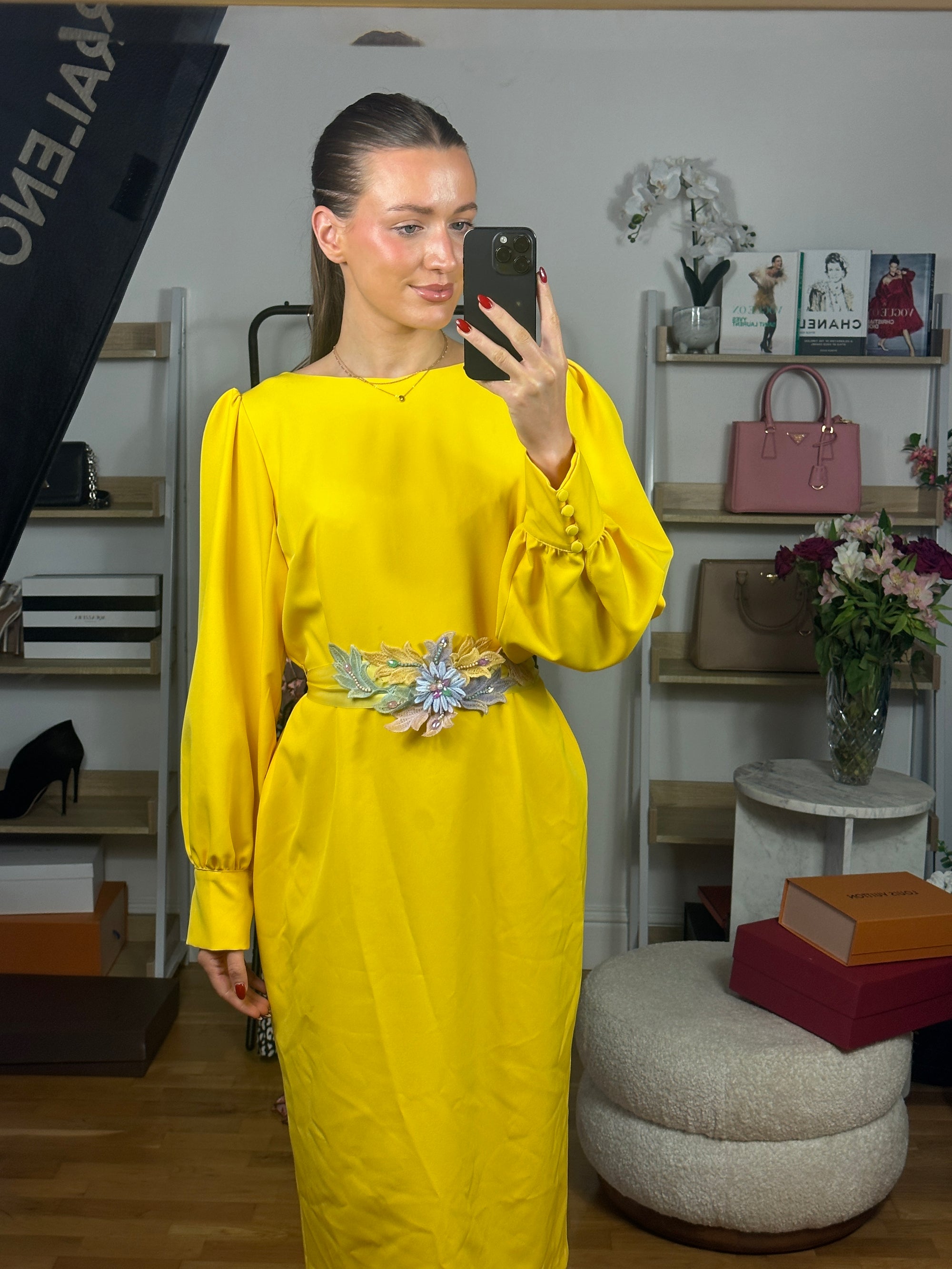 Mathilde Cano Yellow Midi Dress