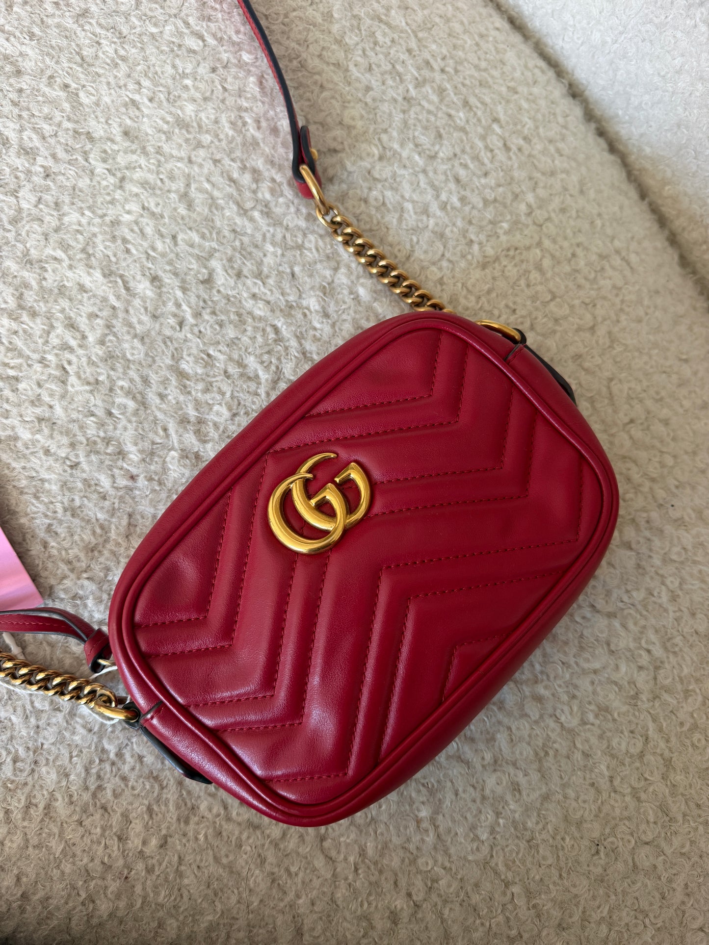 Pre-Owned Red Leather Marmont Crossbody Bag