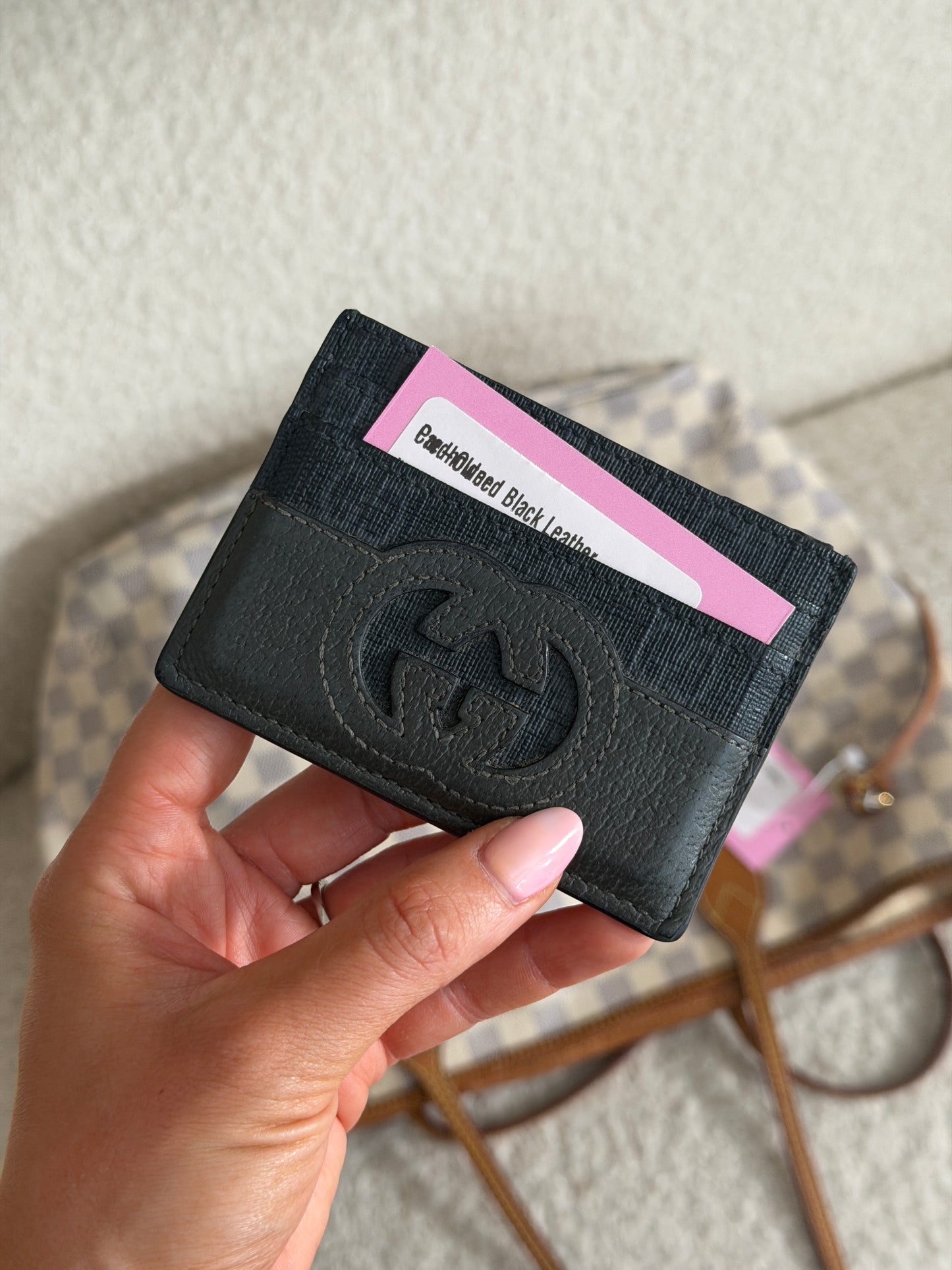 Pre-Owned Black Leather Cardholder