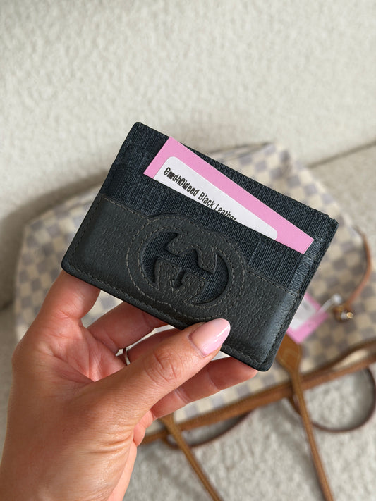 Pre-Owned Black Leather Cardholder