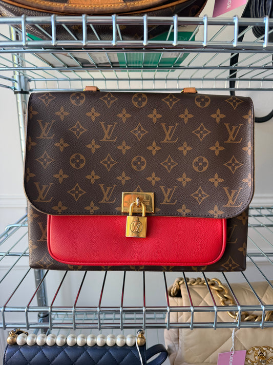 Pre-Owned Red/LV Monogram Canvas Marignan Handbag