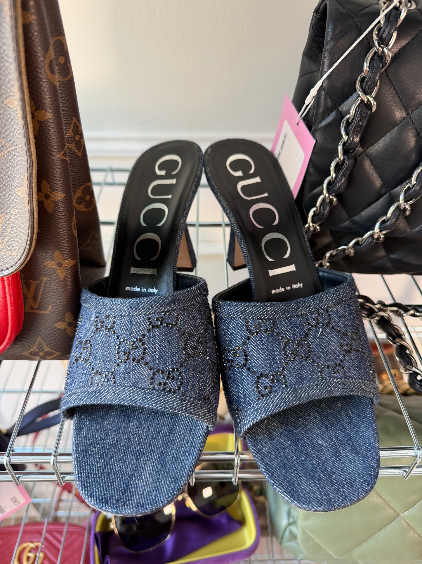 Pre-Owned Blue Denim Heels Size 40