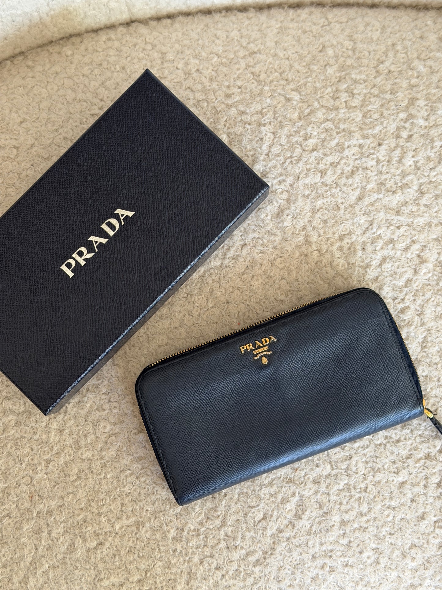 Pre-Owned Navy Saffiano Leather Wallet