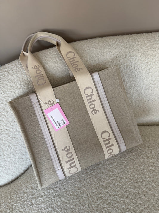 Pre-Owned Beige/Grey Canvas Tote Bag