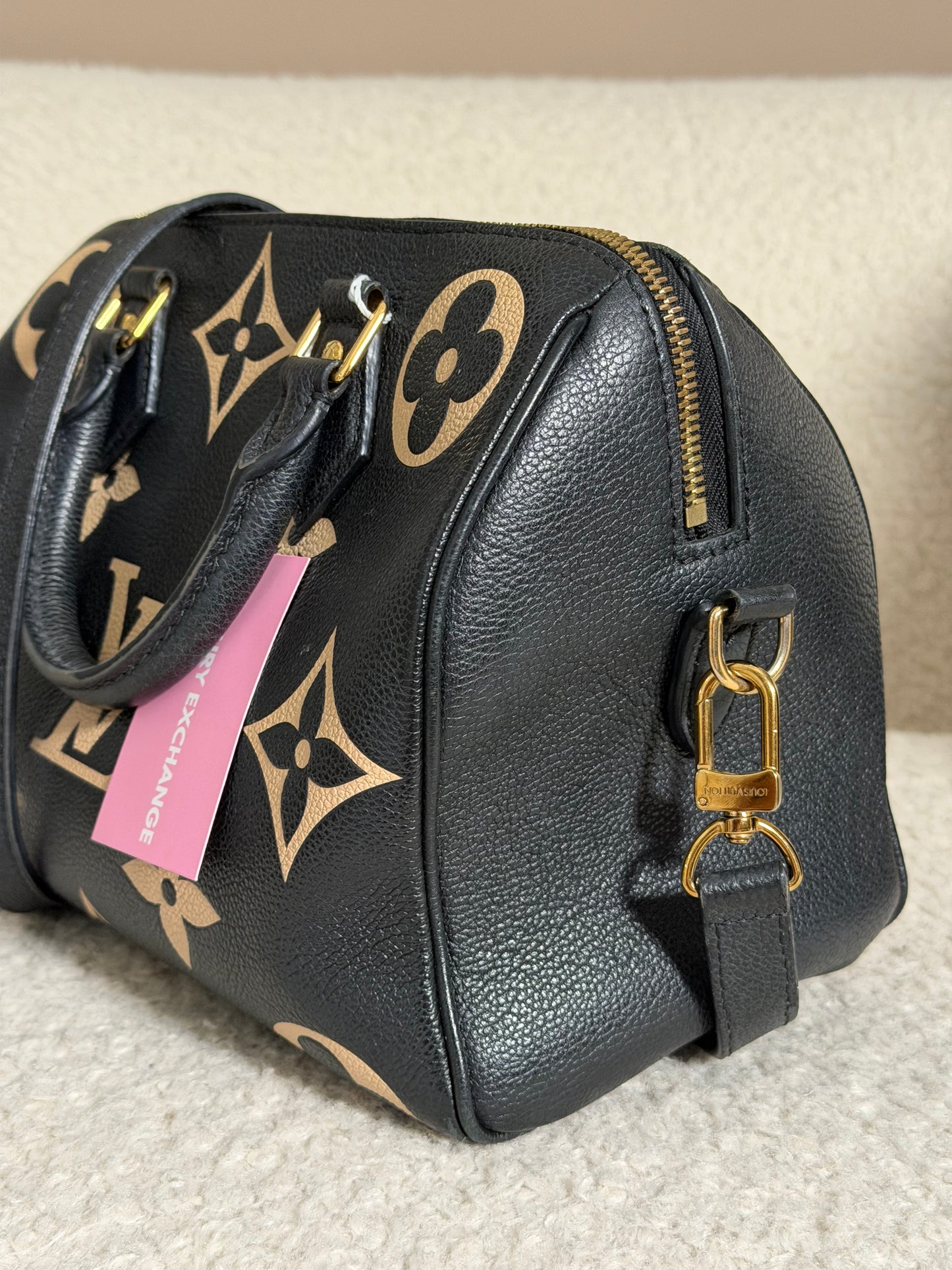 Pre-Owned Black/Beige Monogram Empreinte Leather Speedy 25