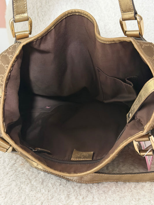 Pre-Owned Brown Metallic GG Fabric Tote Bag