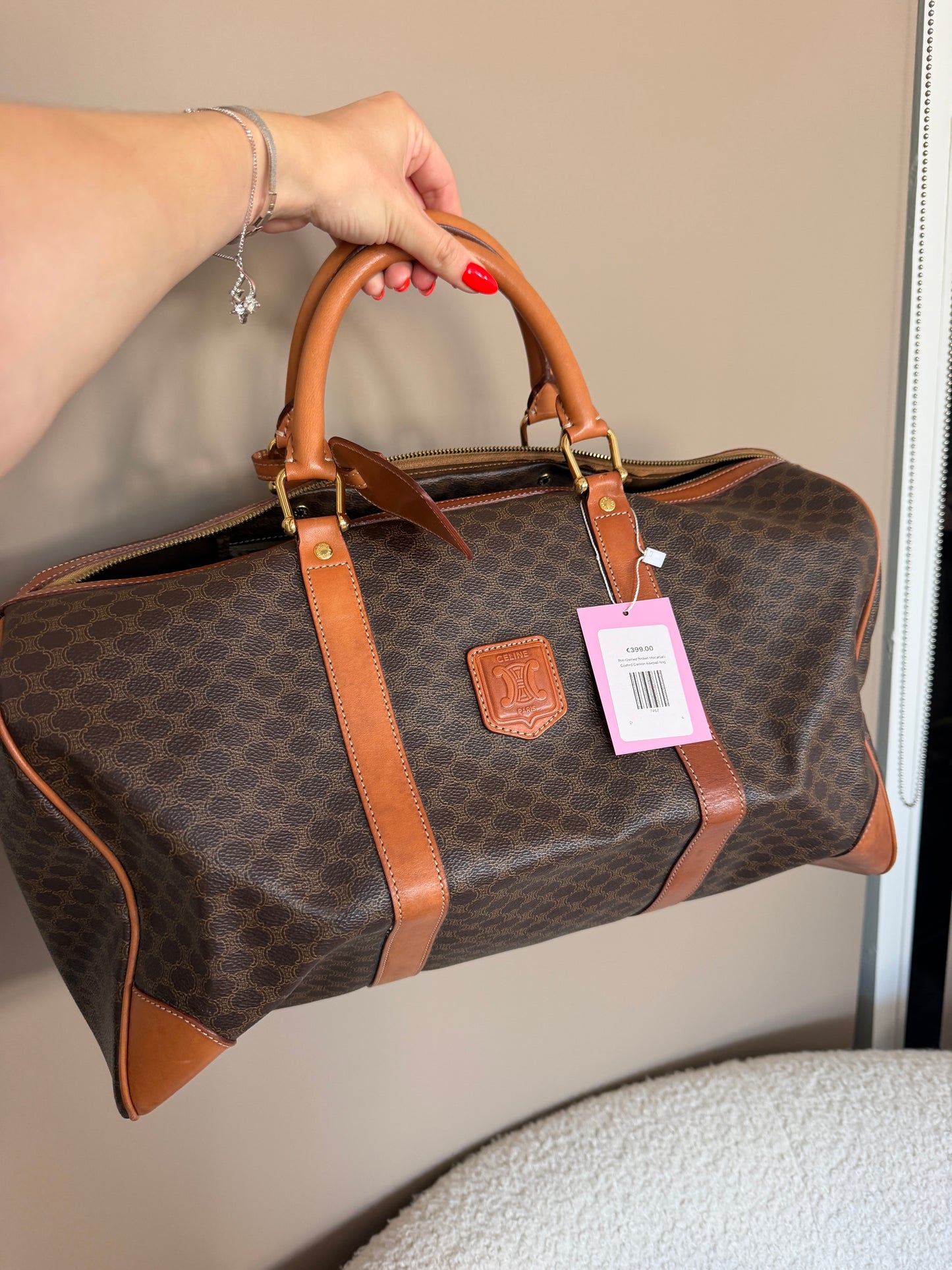Pre-Owned Brown Macadam Coated Canvas Keepall Bag