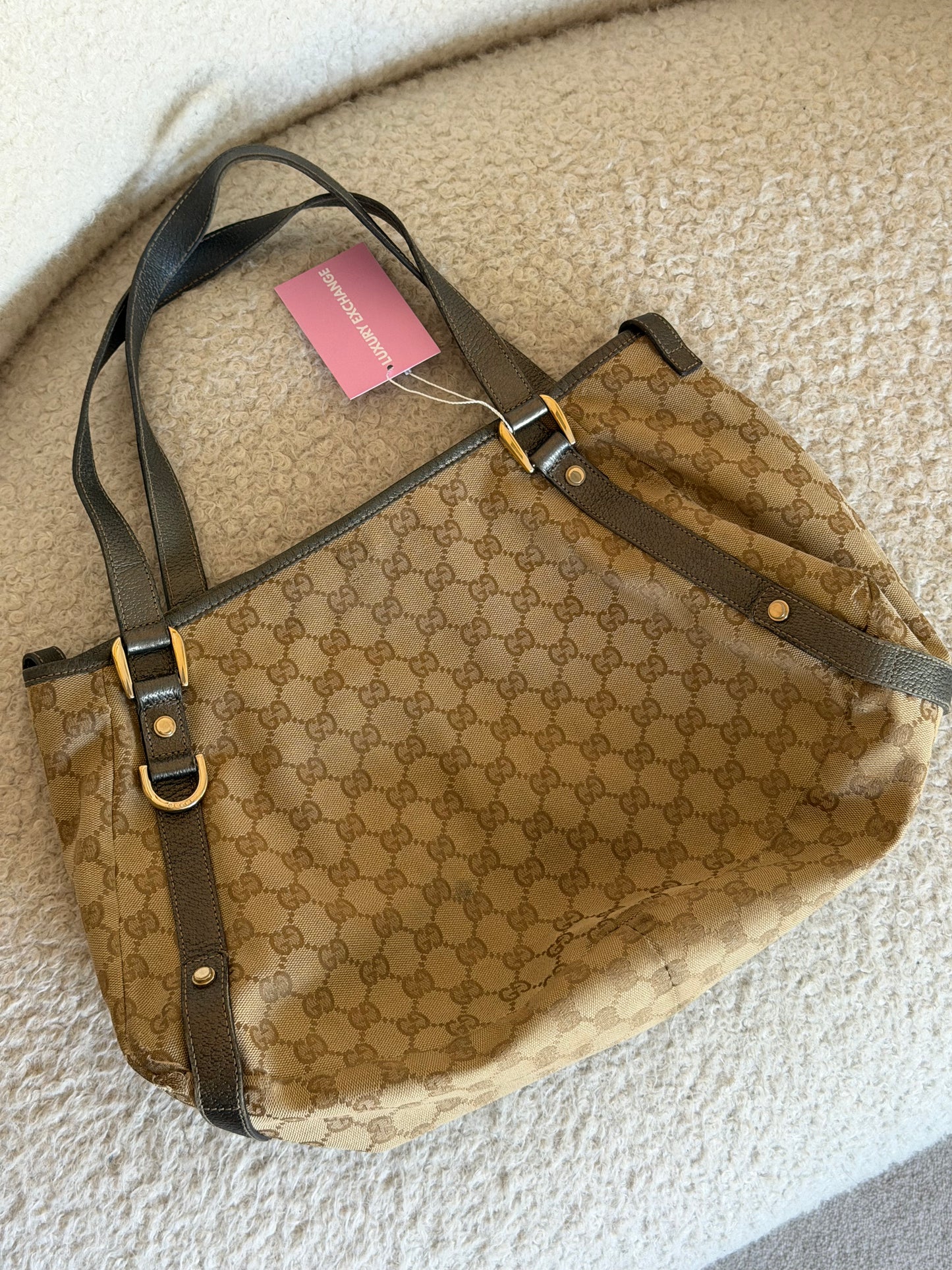 Pre-Owned Beige GG Canvas Shoulder Bag