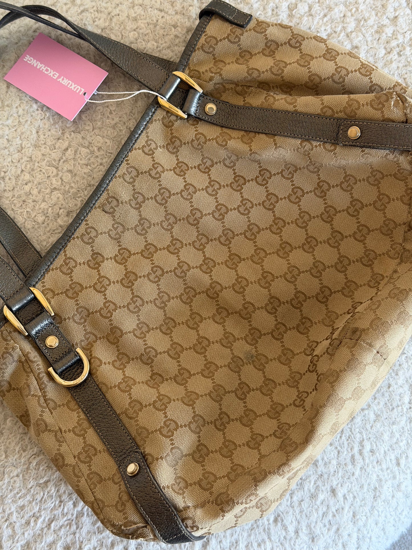 Pre-Owned Beige GG Canvas Shoulder Bag