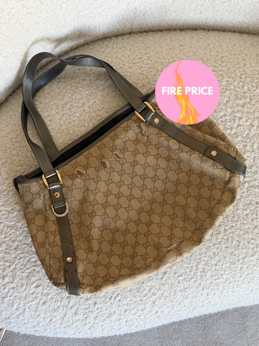 Pre-Owned Beige GG Canvas Shoulder Bag