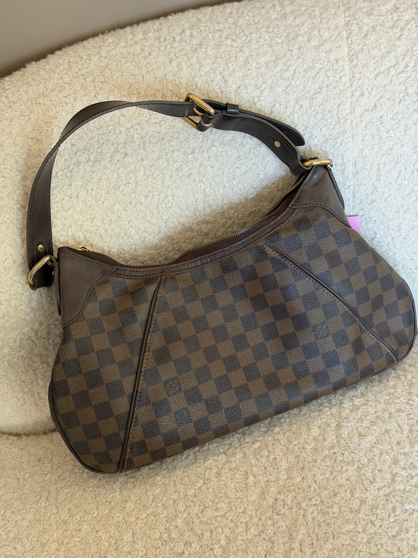 Pre-Owned Damier Ebene Canvas Thames Shoulder Bag
