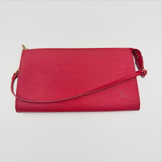 Pre-Owned Red Epileather Pochette Shoulder Bag