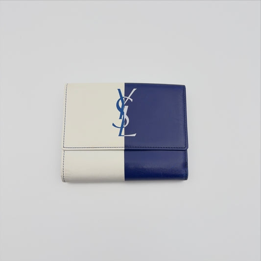 Pre-Owned White/Blue Leather Wallet