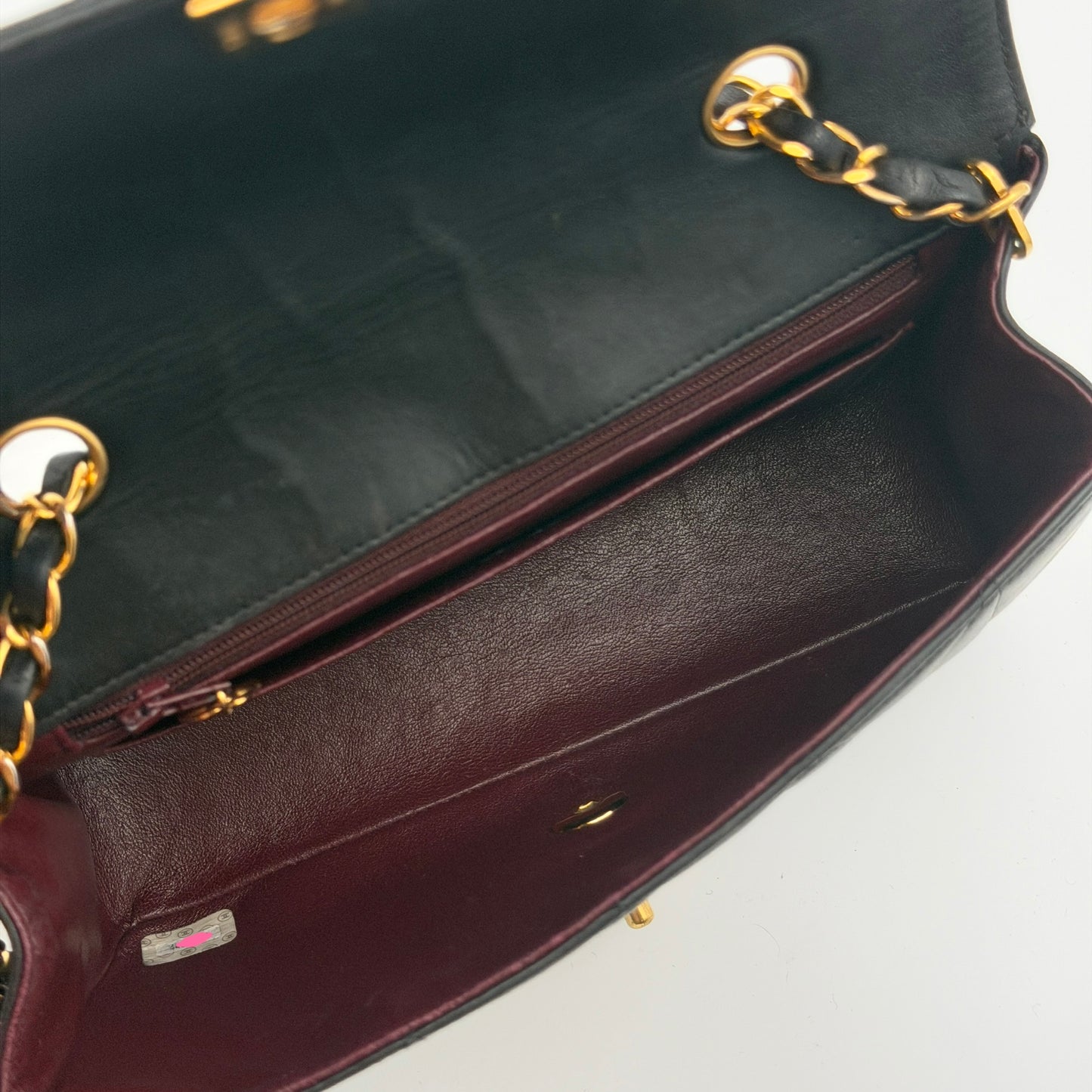 Pre-Owned Black Matelassé Lambskin Leather Diana Crossbody Bag
