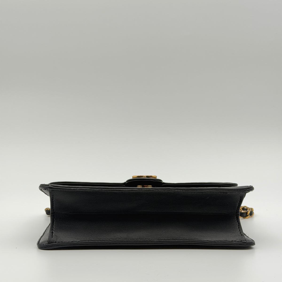 Pre-Owned Black Lambskin Square Single Flap Shoulder Bag