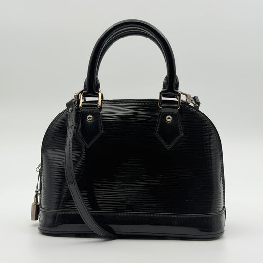 Pre-Owned Black Epi Electric Leather Alma BB Crossbody Bag