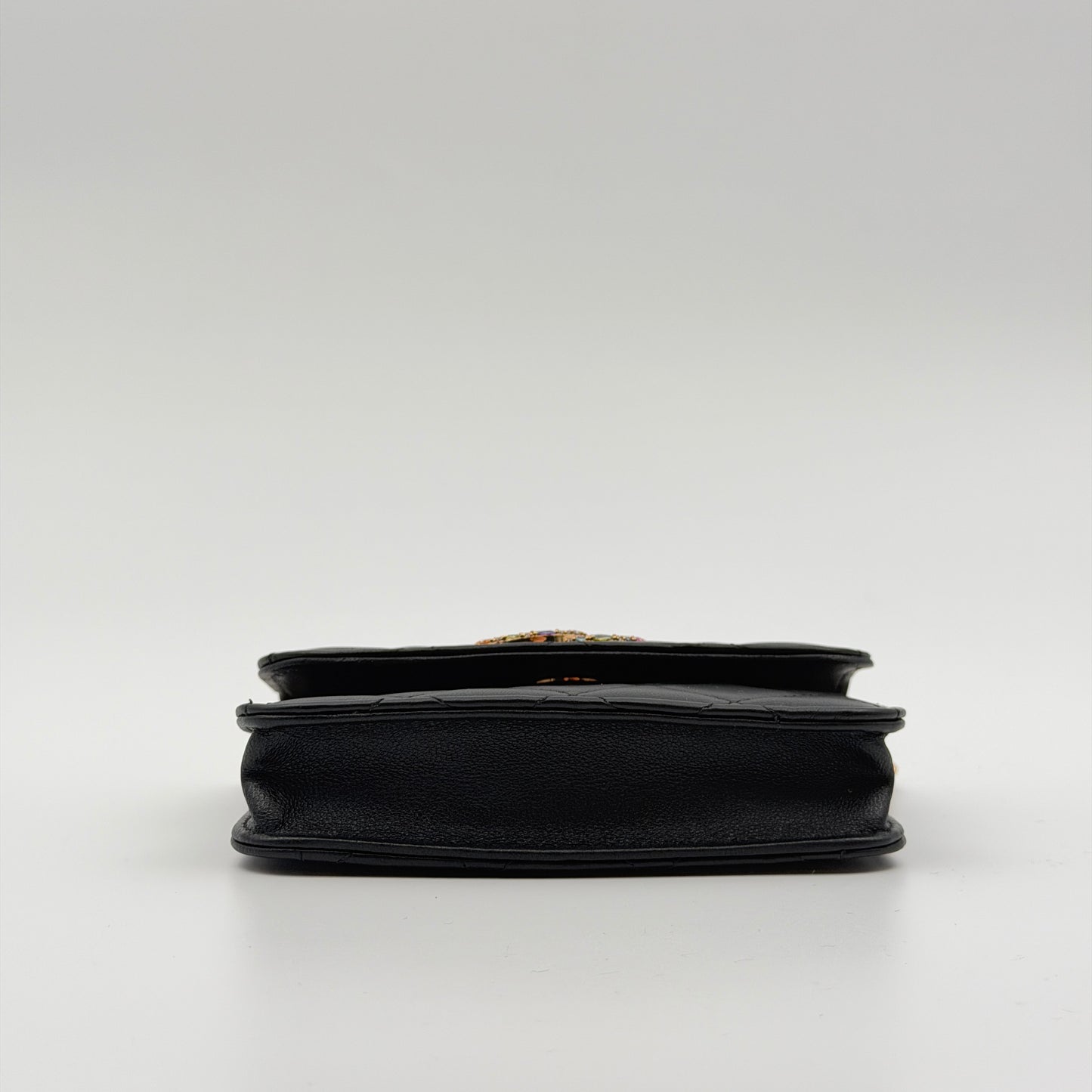 Pre-Owned Black Matelassé Lambskin Mini Crossbody Bag