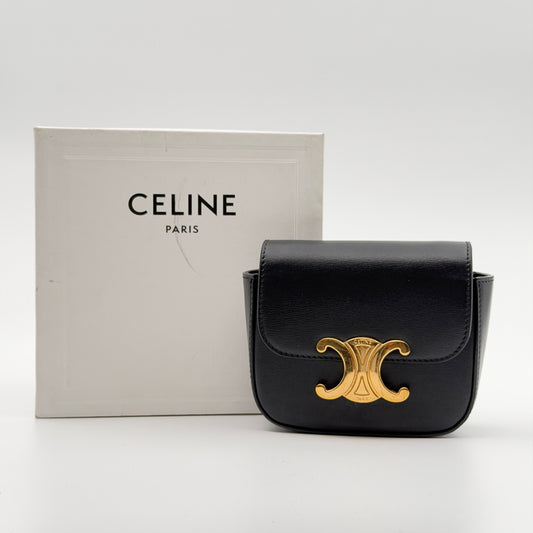 Pre-Owned Black Triomphe Boxcalf Leather Mini Triomphe