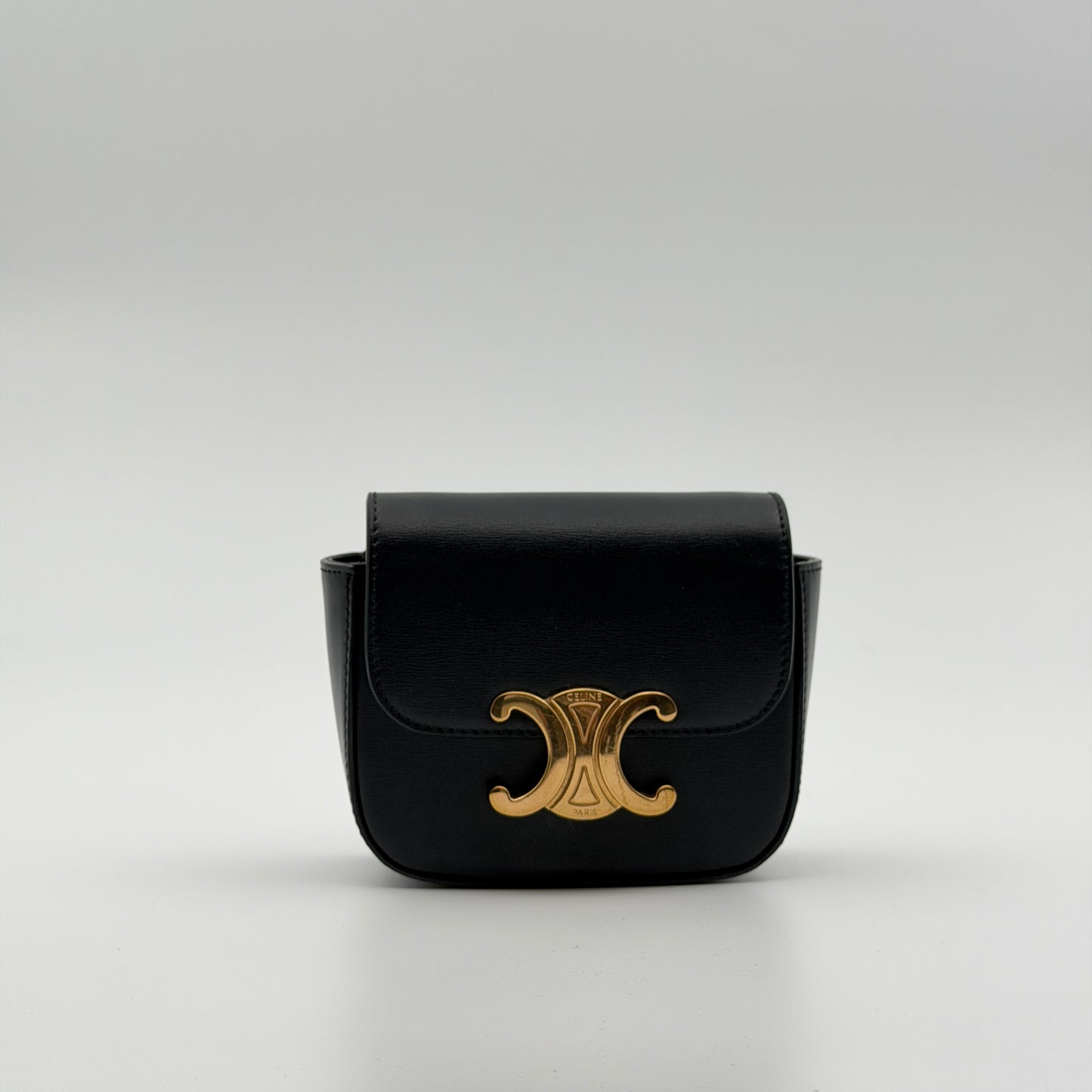 Pre-Owned Black Triomphe Boxcalf Leather Mini Triomphe