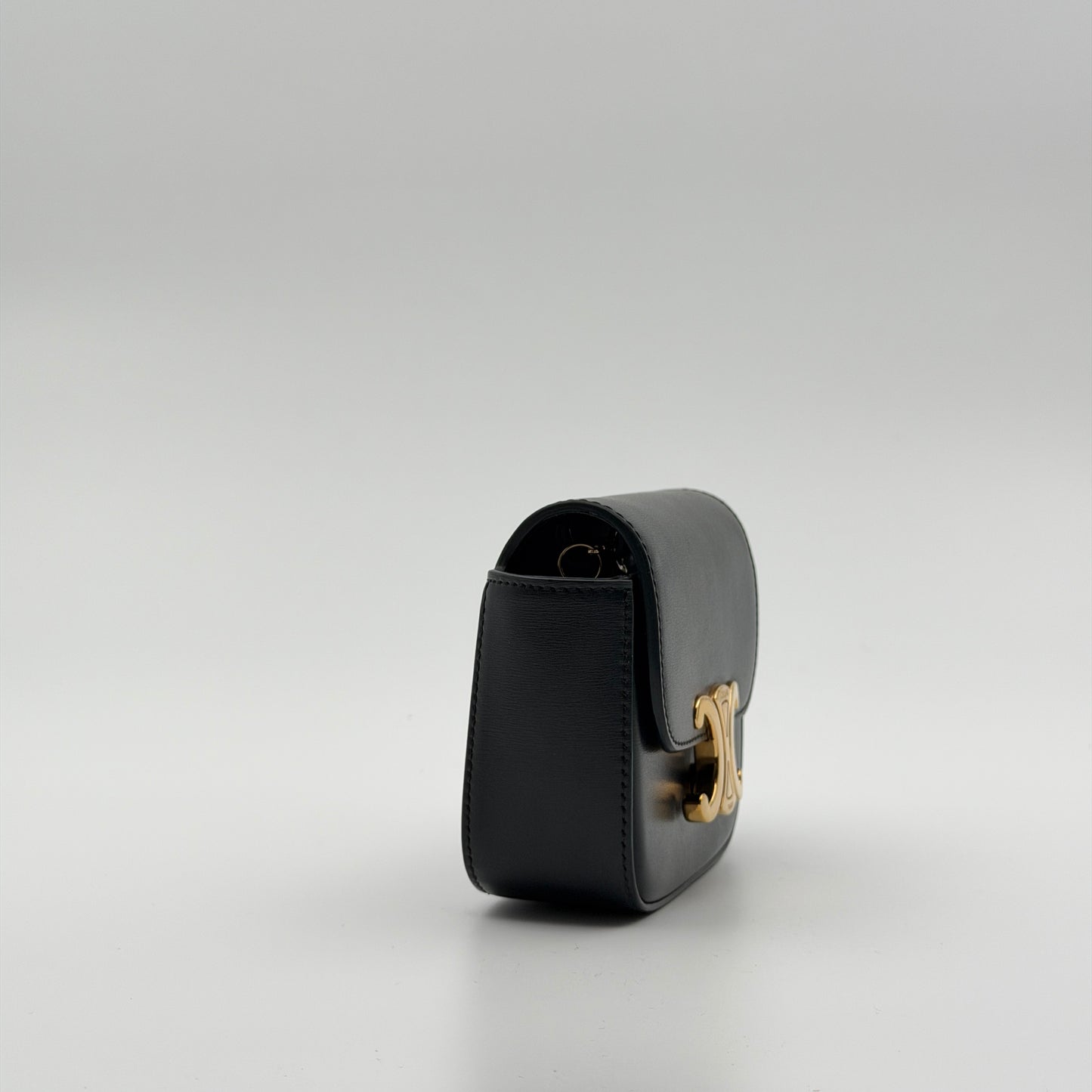Pre-Owned Black Triomphe Boxcalf Leather Mini Triomphe