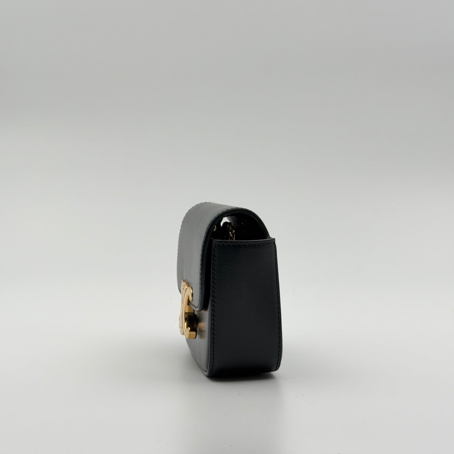 Pre-Owned Black Triomphe Boxcalf Leather Mini Triomphe