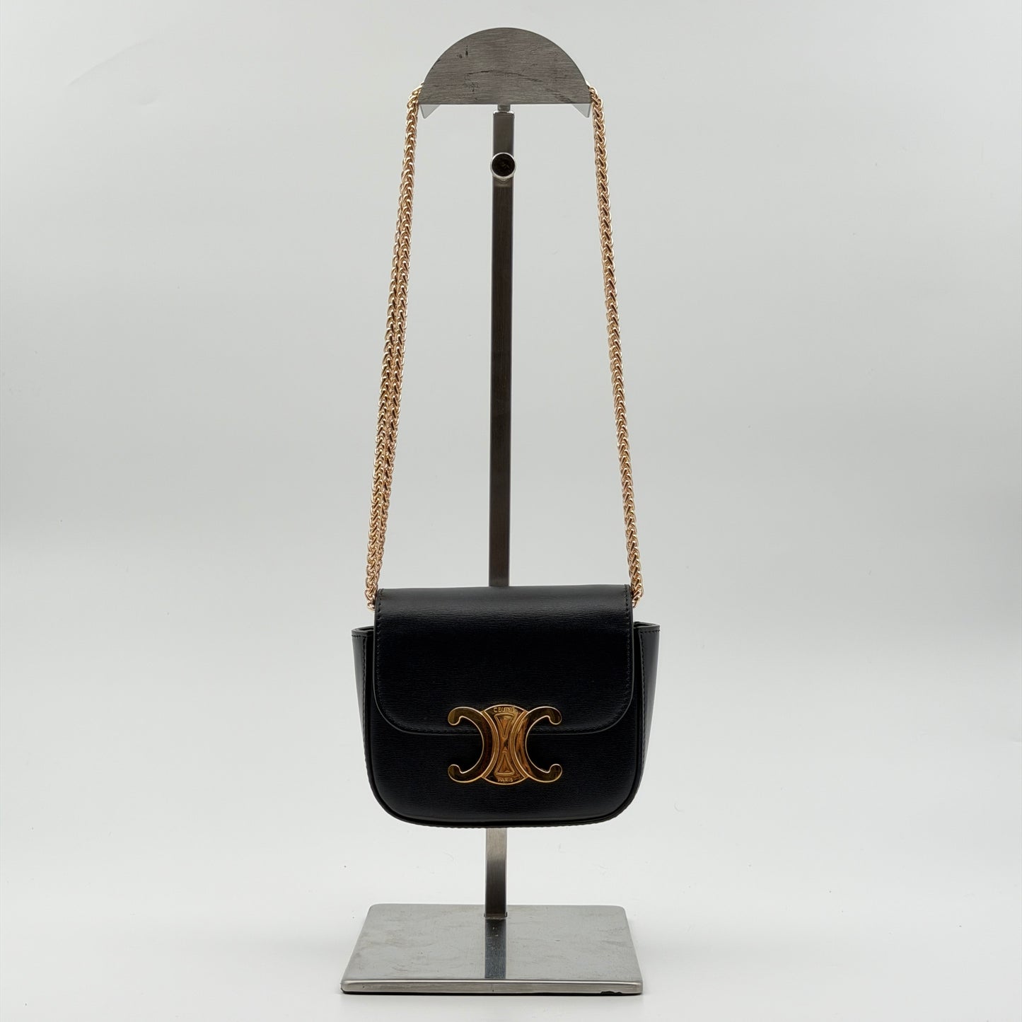 Pre-Owned Black Triomphe Boxcalf Leather Mini Triomphe