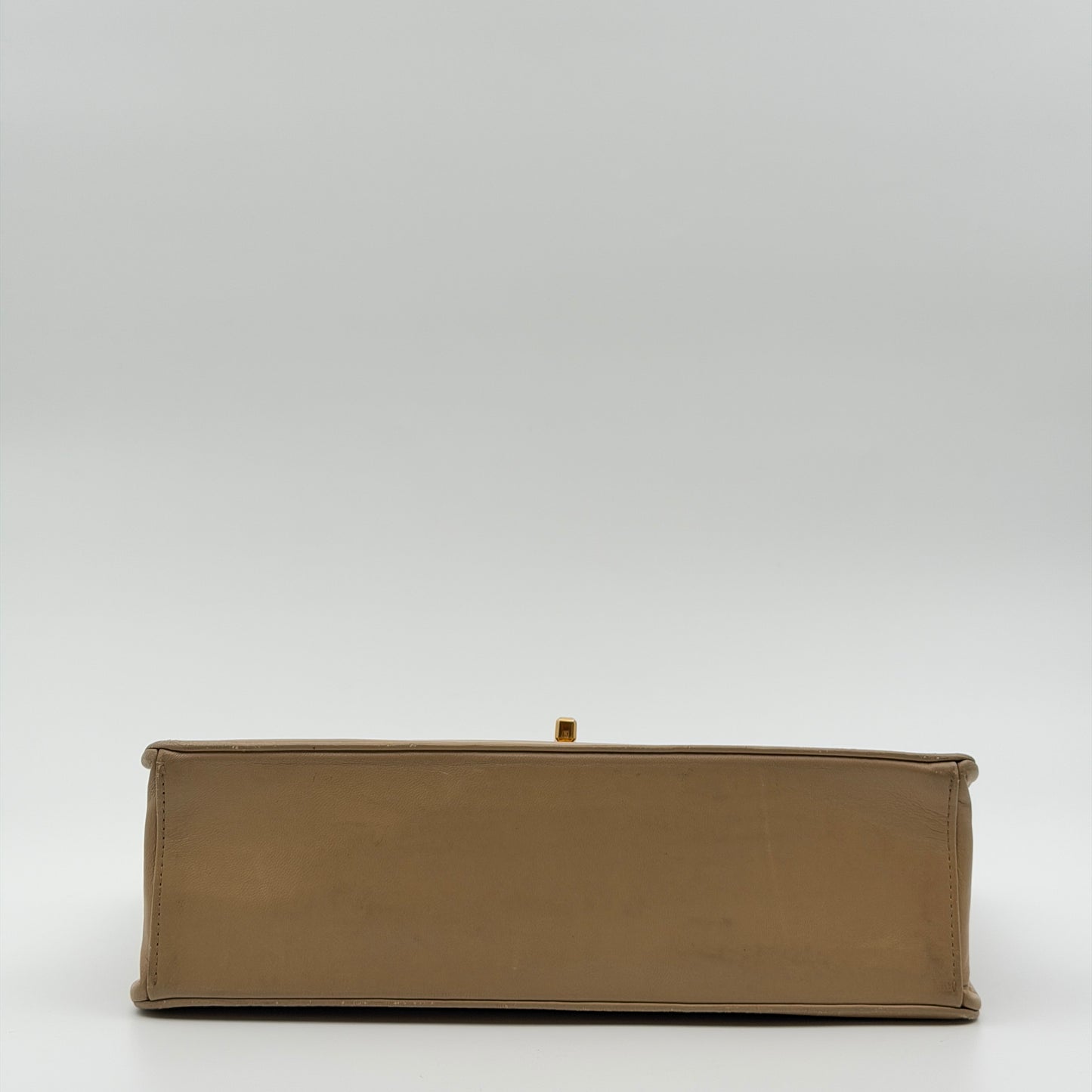 Pre-Owned Beige Lambskin Single Flap Shoulder Bag