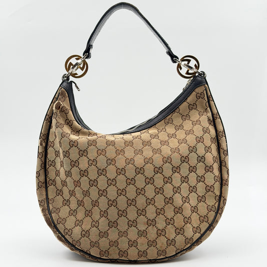 Pre-Owned Beige GG Canvas Hobo Bag