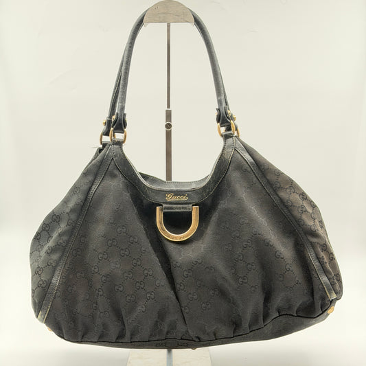 Pre-Owned Black Abbey GG Canvas Hobo Bag