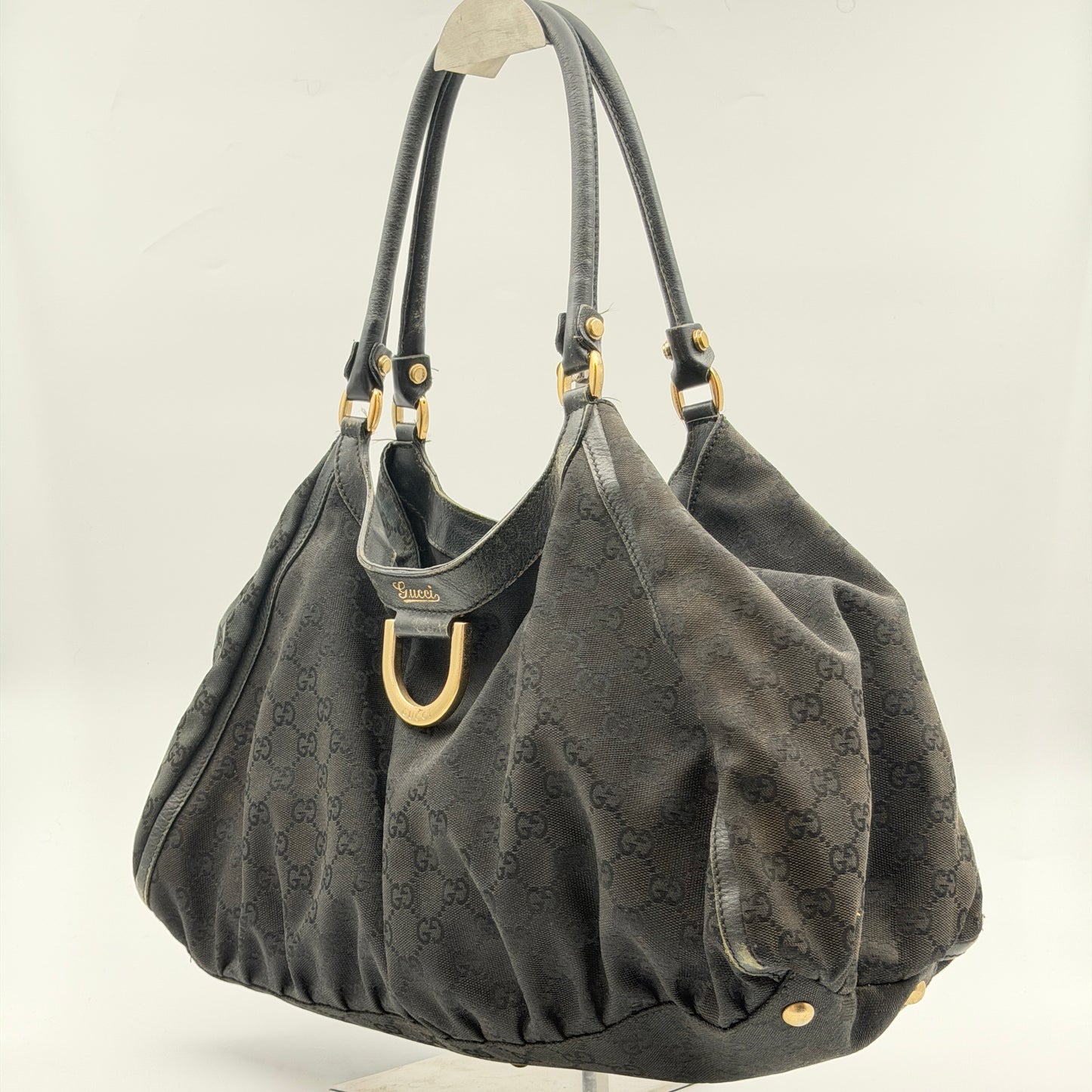 Pre-Owned Black Abbey GG Canvas Hobo Bag