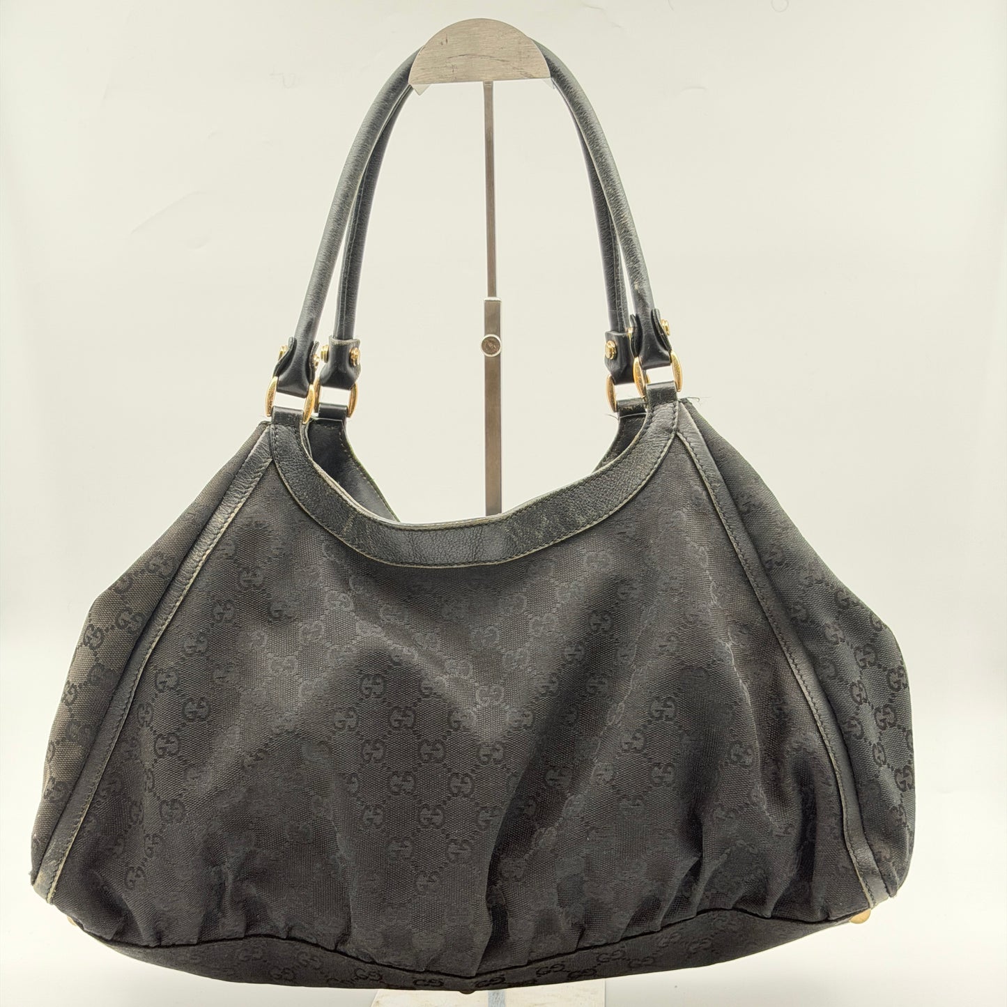 Pre-Owned Black Abbey GG Canvas Hobo Bag