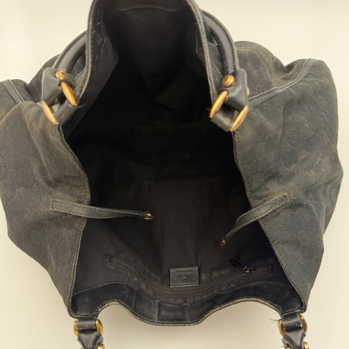 Pre-Owned Black Abbey GG Canvas Hobo Bag