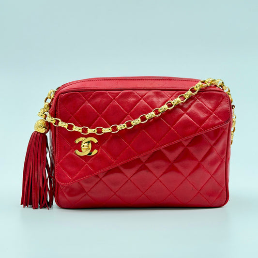 Pre-Owned Red Bijoux Lambskin Leather Camera Bag