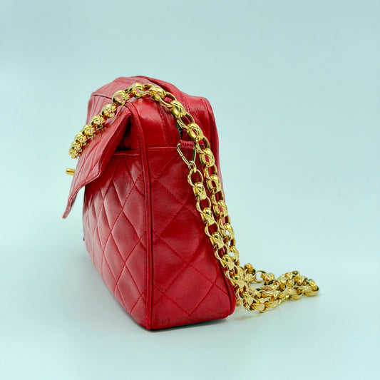 Pre-Owned Red Bijoux Lambskin Leather Camera Bag
