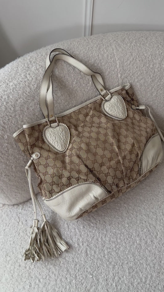Pre-Owned Beige GG Canvas 'Neverfull' Tote Bag
